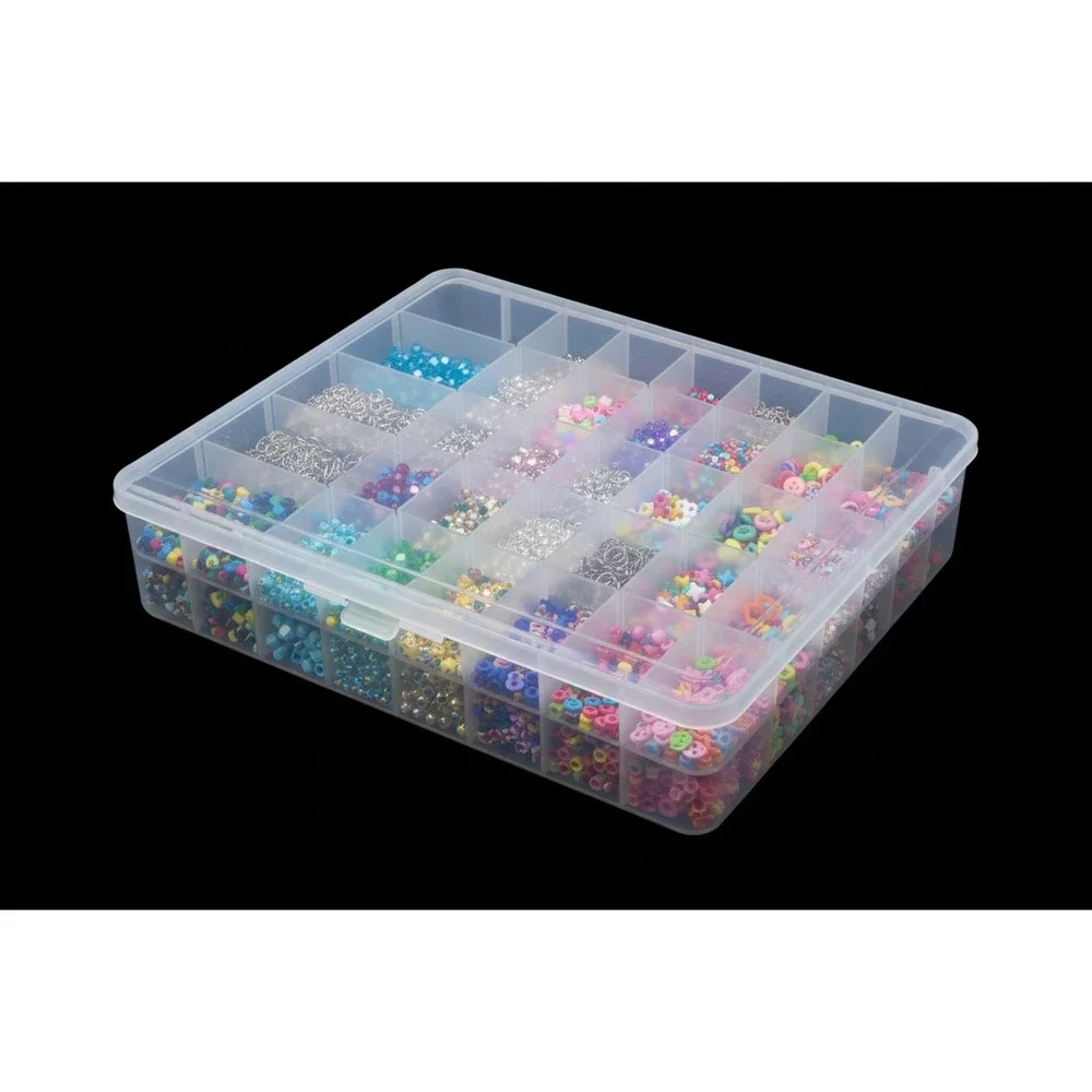Clear Plastic Stacked Storage Organizer Box 48 Slots